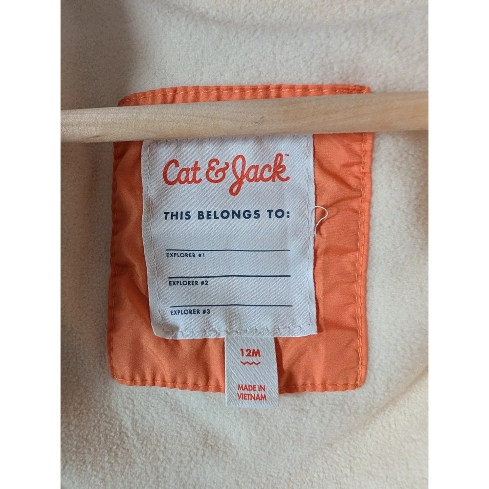 Cat & Jack‎ Toddler 3-in-1 Puffer Jacket Set Orange Woodland Animals Child 12m